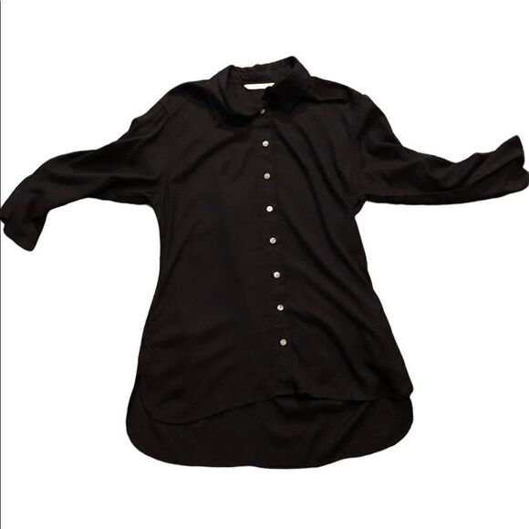 Soft Surroundings oversized black button down hi low shirt - Picture 3 of 9